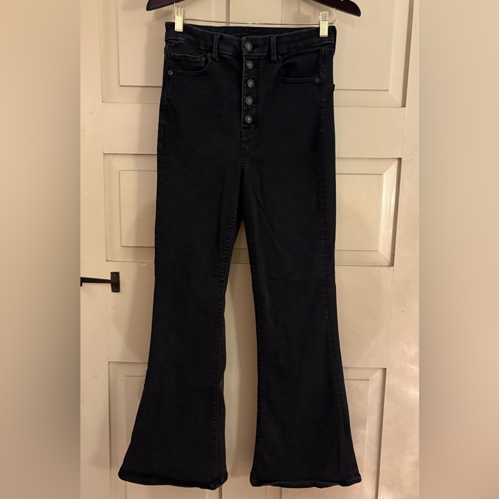 American Eagle Outfitters Black Flared Button Fly Jeans